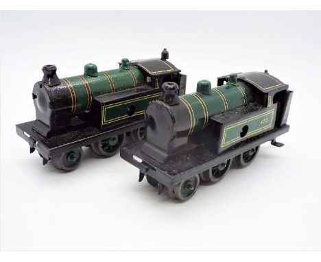 Bub - 2 x 1930s Karl Bub 00 gauge clockwork locos without keys. Both appear in Good original condition with light signs of ag