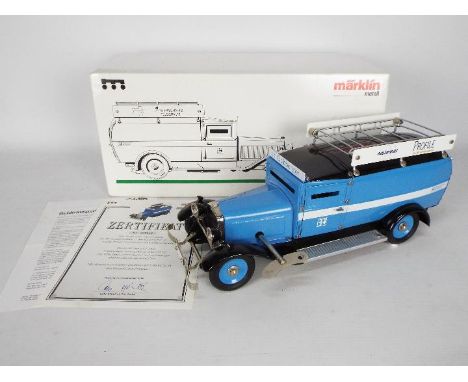Marklin - A limited edition 1:16 scale clockwork vintage style tinplate Armoured Transport Van with opening doors and working