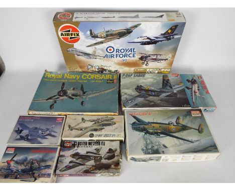Airfix - Academy - Revell - 9 x boxed military model kits in 1:72 scales including # A50029 RAF 90th Anniversary Collection, 