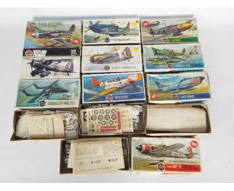 Airfix - A fleet of 10 boxed vintage 1:72 scale military aircraft plastic model kits by Airfix. Lot includes Airfix #02019 Ar