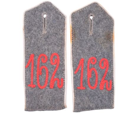 Regiment 162 Shoulder Boards, an exact matching pair of Regiment 162 shoulder boards M.15 style. Red chain stitched regimenta