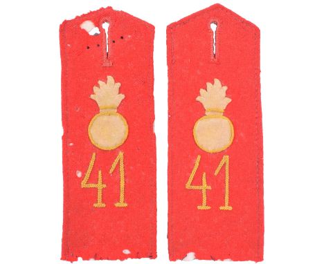 Field Artillery Shoulder Boards, a slightly moth damaged matched pair of the 41st Field Artillery Regiment M.15/16 shoulder b