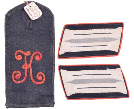 Motorised Troops Shoulder Board and Tunic Collar Patches, a fine unused set of enlisted ranks tunic collar patches, the white