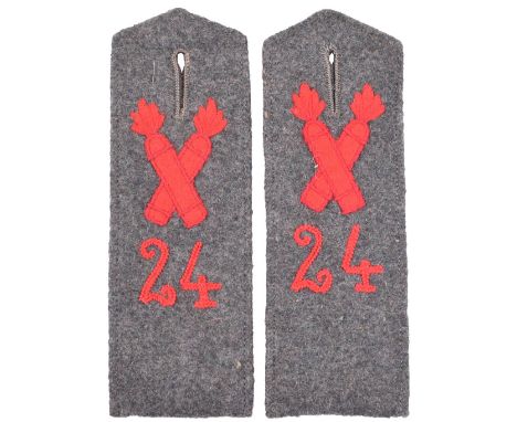 24th Foot Artillery Regiment Shoulder Boards, a superb condition matched unused pair of M.15 field grey shoulder boards for t