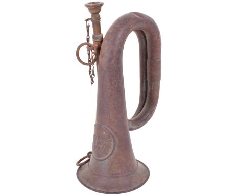 Imperial German Prussian Bugle, an all steel bugle, which was once all field grey painted, now only faint traces of the field