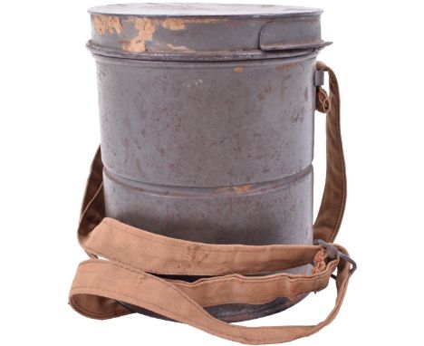 M.15/16 Gas Mask Container, a very nice condition container for the M.15/16 gas mask. Printed instructions to the upper inner