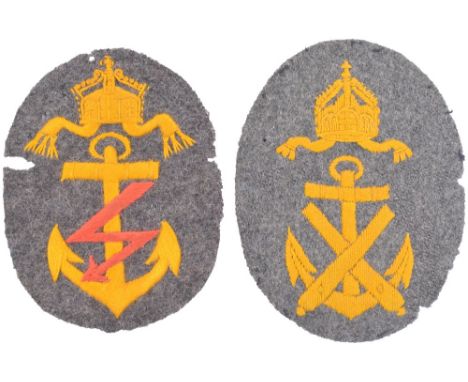 Naval See Battalion Insignia, consisting of Funkmaat (Radio Operator) finely embroidered yellow thread with a red lightning b