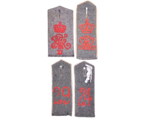 4x Enlisted Mans Shoulder Boards, two ciphered and two numbered M.15/16 shoulder boards, 24 moth damaged white piped, 29 slig