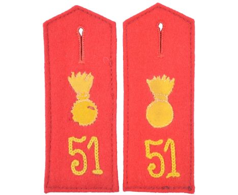 51st Field Artillery Regiment Shoulder Boards, a very good set of all red M.15/16 shoulder boards matching set for the 51st F