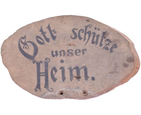 Bunker Entrance German Sign, a small section of local tree trunk measuring 30cms x 20cms. A highly interesting item hand pain