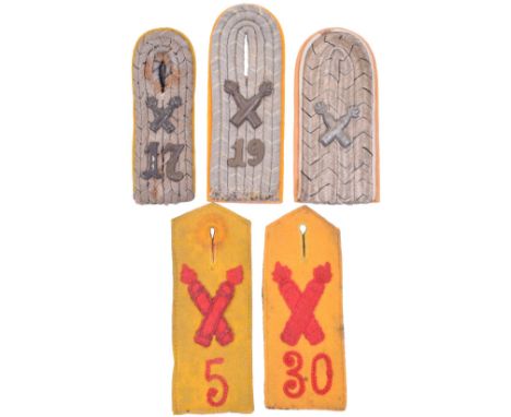 Grouping of Foot Artillery Officers and Enlisted Mans Shoulder Boards, five shoulder boards, three officers and two enlisted 
