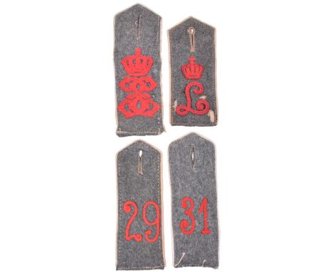 4x Enlisted Mans Shoulder Boards, two numbered, two ciphered. Regiment No.31 chain stitched numbers white piped, Regiment No.