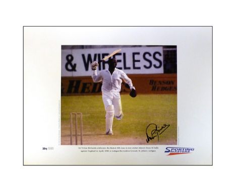 Sir Viv Richards signed limited edition print with signing photo One of the world's greatest batsmen of all time. Viv's West 