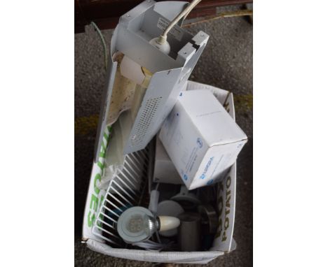 BOX CONTAINING MISCELLANEOUS ELECTRICAL LIGHT FITTINGS, DOWNLIGHTS ETC