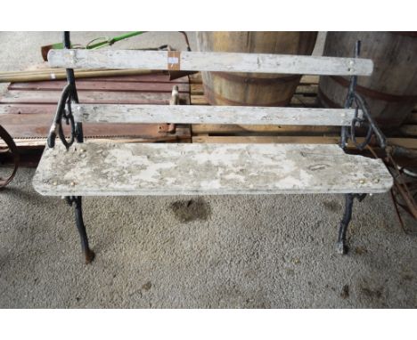 METAL FRAMED GARDEN BENCH, LENGTH APPROX 140CM