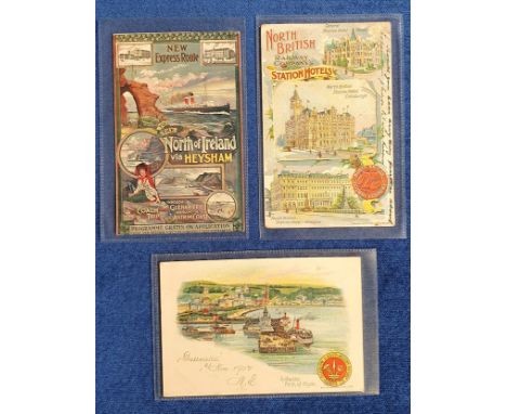 Postcards, Rail, a selection of 3 railway advertising cards, with Glasgow and South Western Railway official with chromo view