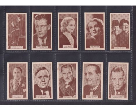 Cigarette cards, Wills, (Australia), Famous Film Stars (set, 100 cards)  including Charlie Chaplin, Laurel &amp; Hardy, etc (