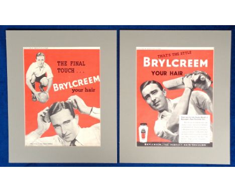 Sport, Dennis Compton, two Picture Post Brylcreem adverts, one with image of Compton playing Cricket, the other crouching wit