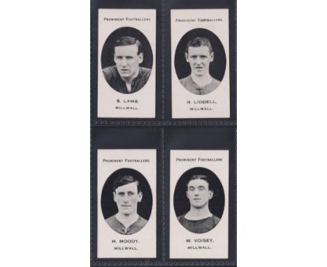 Cigarette cards, Taddy, Prominent Footballers (London Mixture) Millwall, 4 cards, S Lamb, R Liddell, H Moody &amp; W Voisey (