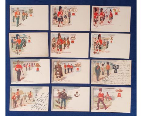 Postcards, Military, two sets of 6 cards depicting Scottish Regiments published by W &amp; A.K Johnston. two sets were issued