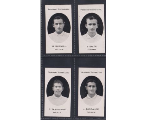 Cigarette cards, Taddy, Prominent Footballers (London Mixture), Fulham, 4 cards, H Russell, J Smith, R Templeton, &amp; J Tor