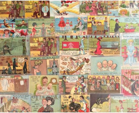 Postcards, Chandler and Syd, approx. 160 comic cards most published by Asher. Subjects include shopkeepers, swimming, romance