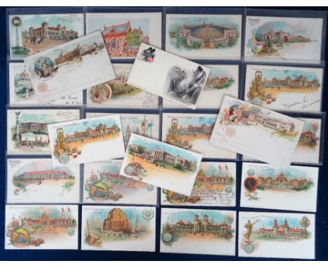 Postcards, USA Exhibitions, approx. 150 cards to include hold to light Worlds Fair St. Louis 1904 (4 fair/gd), Panama Pacific