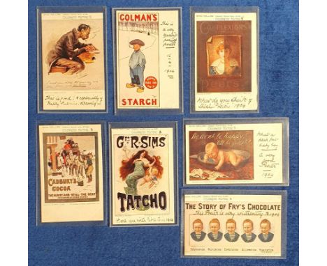 Postcards, Advertising, a selection of 7 'Celebrated Posters' published by Tuck inc. 'The Story of Fry's Chocolate' no. 1502 
