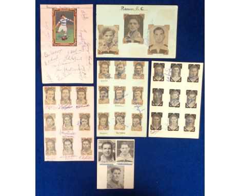 Football autographs, Reading FC, a selection of signatures from the early 1950's on 5 album pages, mostly signed to miniature