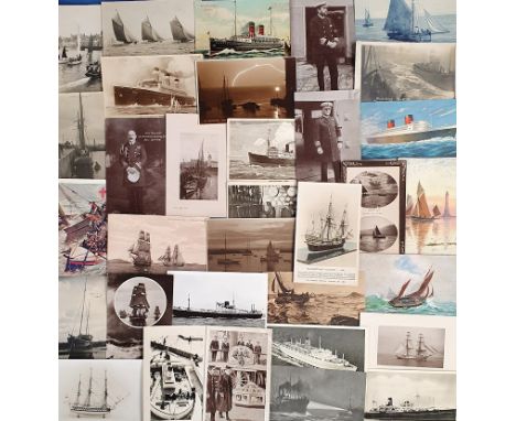 Postcards, Shipping, approx. 110 cards RPs, printed and artist drawn featuring Naval and Merchant ships, Admirals, yachts, sa