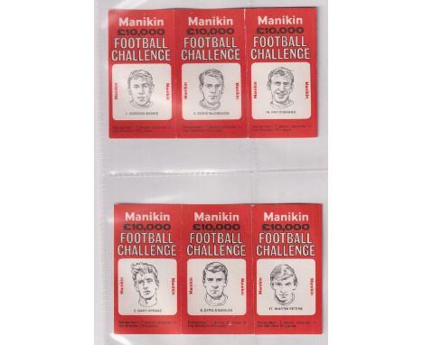 Cigarette cards, J R Freeman, Football Challenge (set, 33 cards all in un-cut strips of 3) (vg)