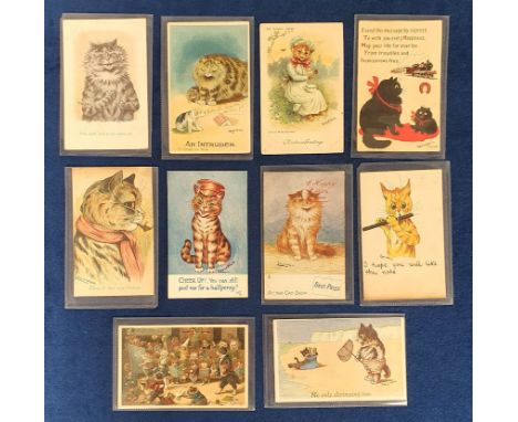Postcards, Louis Wain, 10 cards to comprise Me Only Shrimping Too, Little Miss Muffet, An Intruder, The Smile That Won't Come