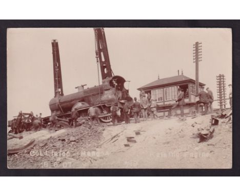 Postcard, Middlesex, Railway Disaster, Hendon 18th June 1907, RP, No. 9 Raising the Engine (vg)