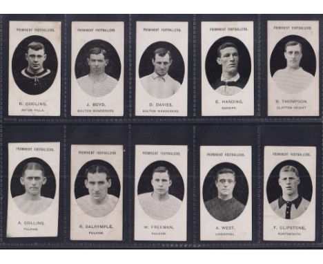Cigarette cards, Taddy, Prominent Footballers, 13 cards (9 without footnote, 4 with), Codling, Aston Villa, Boyd, Bolton, D D