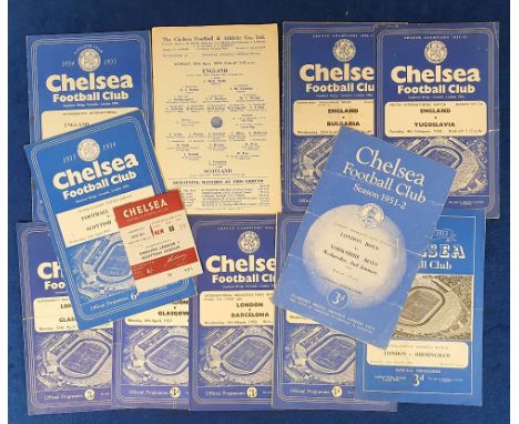 Football programmes, at Stamford Bridge Chelsea, a collection of 10 Youth Representative &amp; other games, mostly 4 page iss