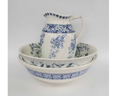 A LATE 19TH CENTURY WASH BASIN AND JUG; and another basin. 