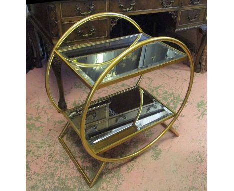 OCCASIONAL TABLE, Art Deco style gilt metal framed, two tier, each with a rectangular bevelled glass top, 69cm W x 73cm H x 4