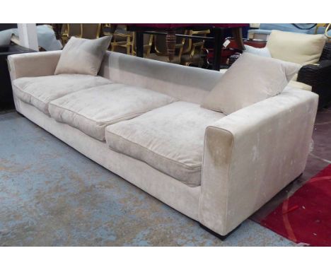 SOFA, in cream chenille, 280cm L x 98cm D x 66cm H.