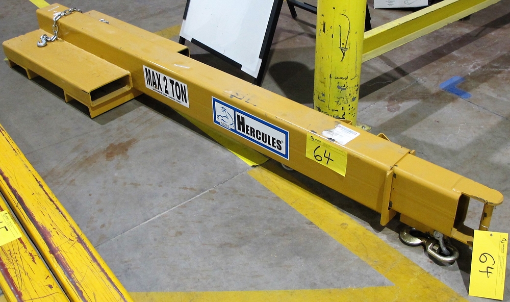HERCULES 2 TON CAP FORKLIFT BOOM ATTACHMENT, APPROX 1214' L
