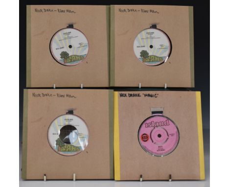 Nick Drake - Three copies Riverman (IS871) including 1 with centre removed and Magic (IS854), all appear EX