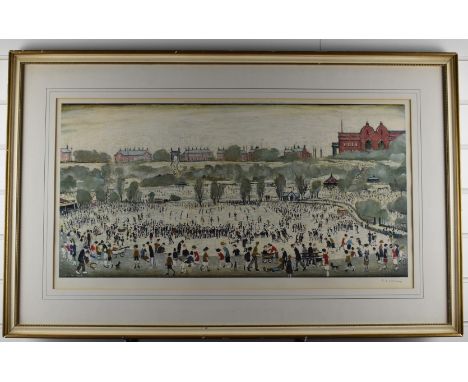 After Laurence Stephen Lowry RBA RA (1887-1976) Peel Park, signed limited edition (of 850) offset lithograph,&nbsp;with Fine 