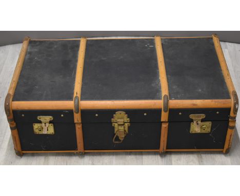 Ash-bound trunk with leather handles, W91 x D53 x H31cm