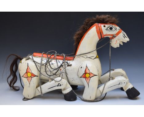 Vintage hand carved wooden Muffin The Mule style puppet, possibly a shop display or advertising example, 44cm tall.&nbsp;