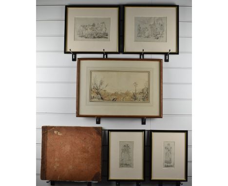 Georgian Gibraltar interest sketch and watercolour book containing approximately 30 studies, many dated 1824 or 1825 and capt