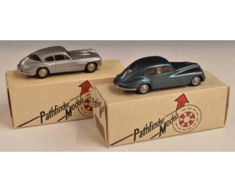 Two Pathfinder Models 1:43 diecast model cars PFM No1 Jensen 541R 1957 and Bristol 401 1952 P.F.M.3, both in original boxes.