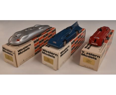 Three Western Models 1:43 scale diecast model vehicles 1927 Sunbeam 1000 HP Record Car WMS 23, 1935 Bluebird Record Car WMS 4