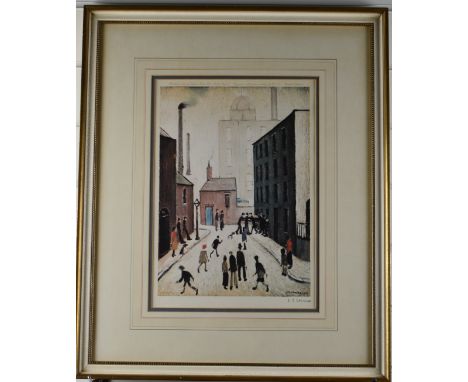 After Laurence Stephen Lowry RBA RA (1887-1976) Street Scene Near a Factory, signed limited edition (of 850) offset lithograp