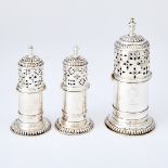 Set of Three William & Mary Sterling Silver Casters John Sutton, London, 1690