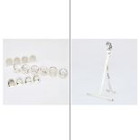 Three Sets of English Sterling Silver Place Card Holders and an English Sterling Silver Menu Holder