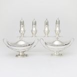 Pair of George V Sterling Silver Covered Sauce Tureens Crichton Bros., London, 1912
